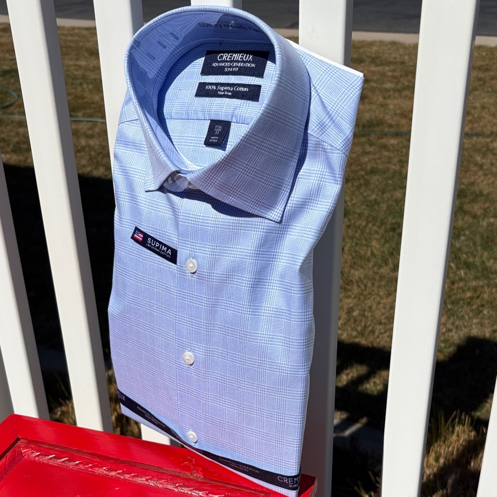 CREMIEUX Supima Cotton Men’s NWT Long Sleeve Dress shirt Slim Fit 15 1/2 x 33